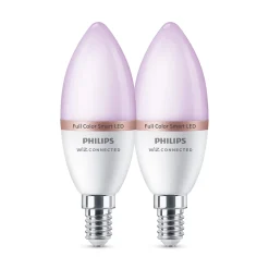 Smart Belysning ^ Philips Smart COLOR 2-PAK LED PÆRE E14 KERTE 5W
