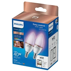 Smart Belysning ^ Philips Smart COLOR 2-PAK LED PÆRE E14 KERTE 5W