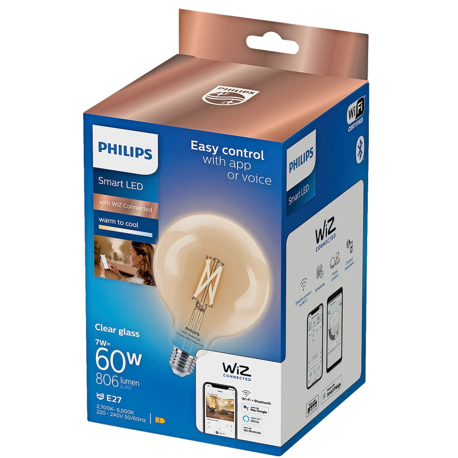Smart Belysning ^ Philips Smart TUNABLE WHITE LED PÆRE E27 DEKO 7W
