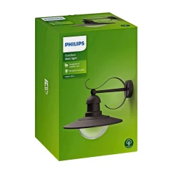 Væglamper Ude ^ Philips TOPIARY UDENDØRS VÆGLAMPE SORT 60W