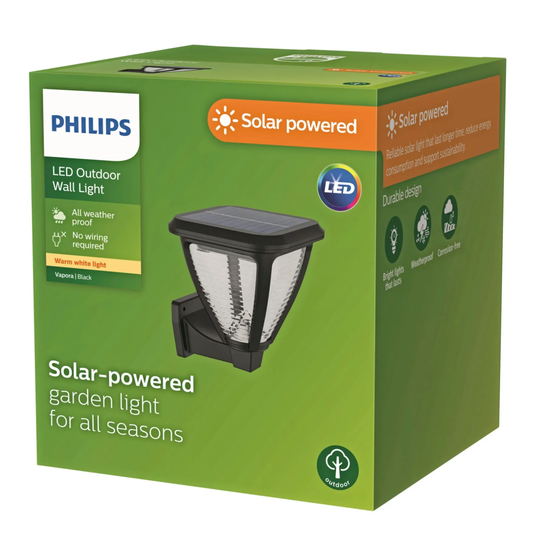 Væglamper Ude ^ Philips VAPORA SOLCELLE VÆGLAMPE SORT 1,5W