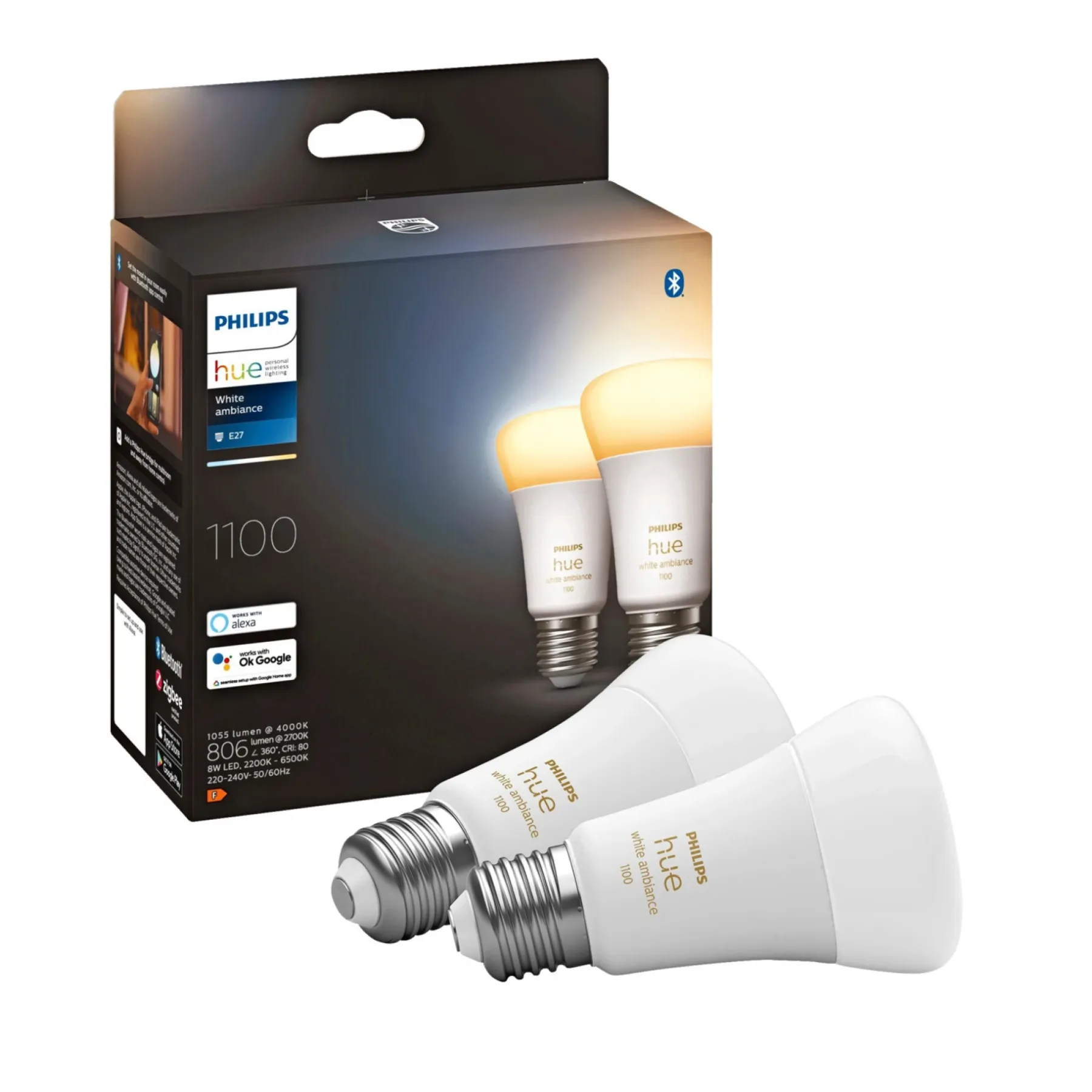 WA 2-PAK SMART LED PÆRE E27 STANDARD 11W>Philips Hue Outlet