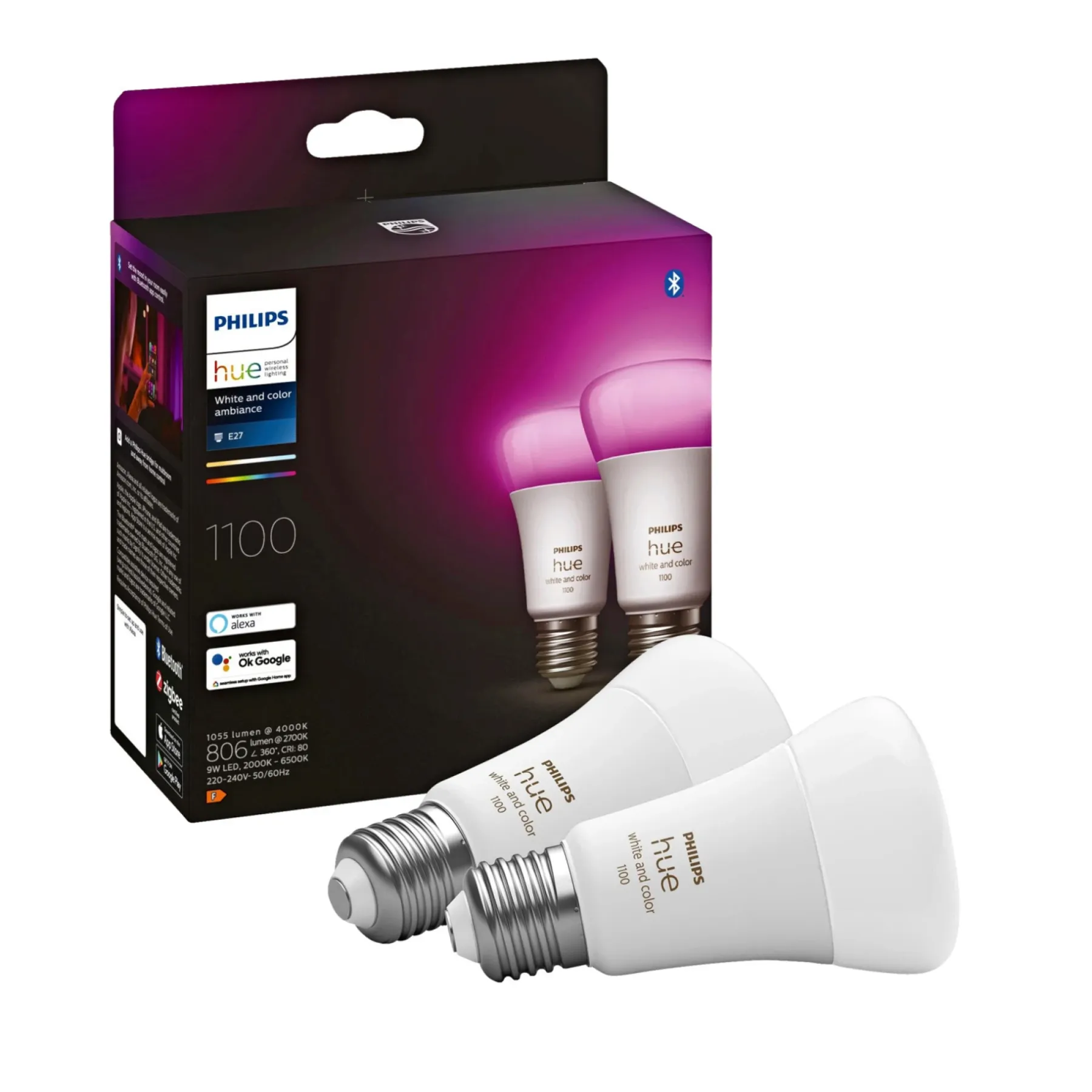 WCA 2-PAK SMART LED PÆRE E27 STANDARD 11W>Philips Hue Outlet