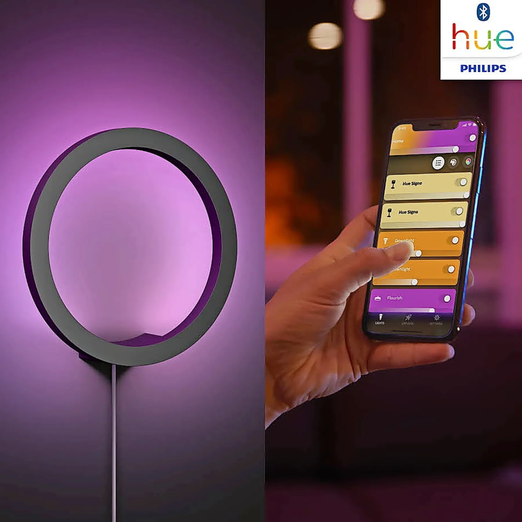 WCA SANA VÆGLAMPE 20W SORT>Philips Hue Best