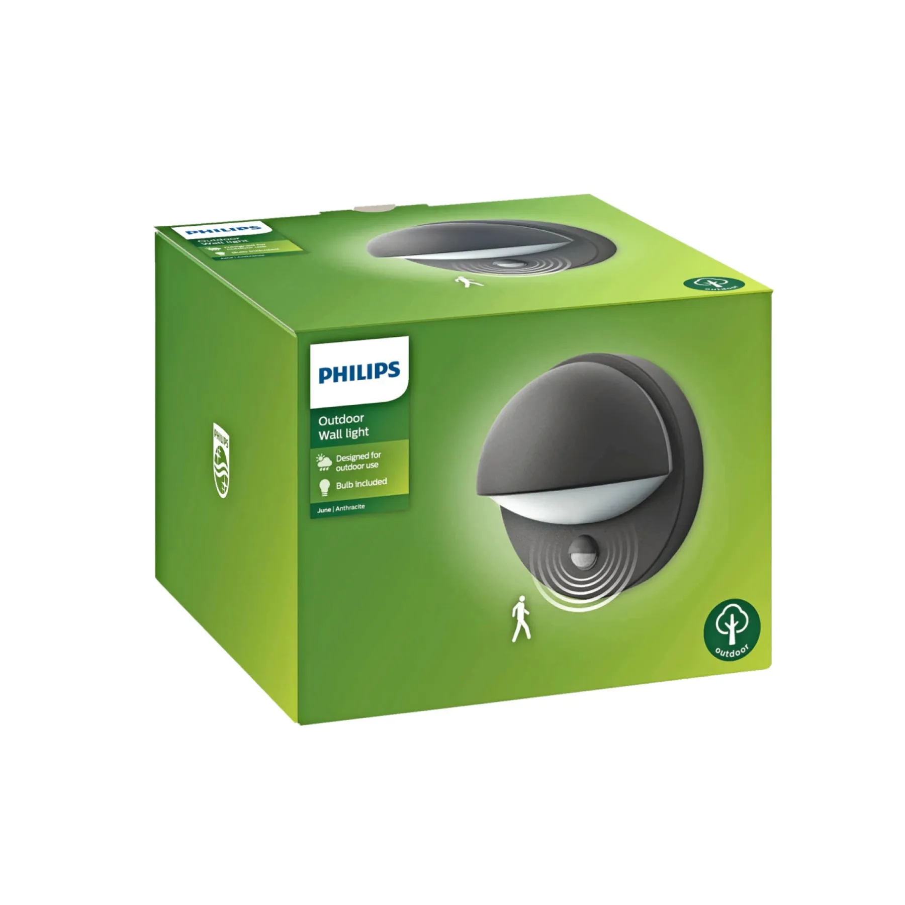 JUNE M/SENSOR UDENDØRS VÆGLAMPE ANTRACIT 12W>Philips Discount