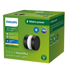 LAVEN UDENDØRS VÆGLAMPE SORT 6W>Philips Discount