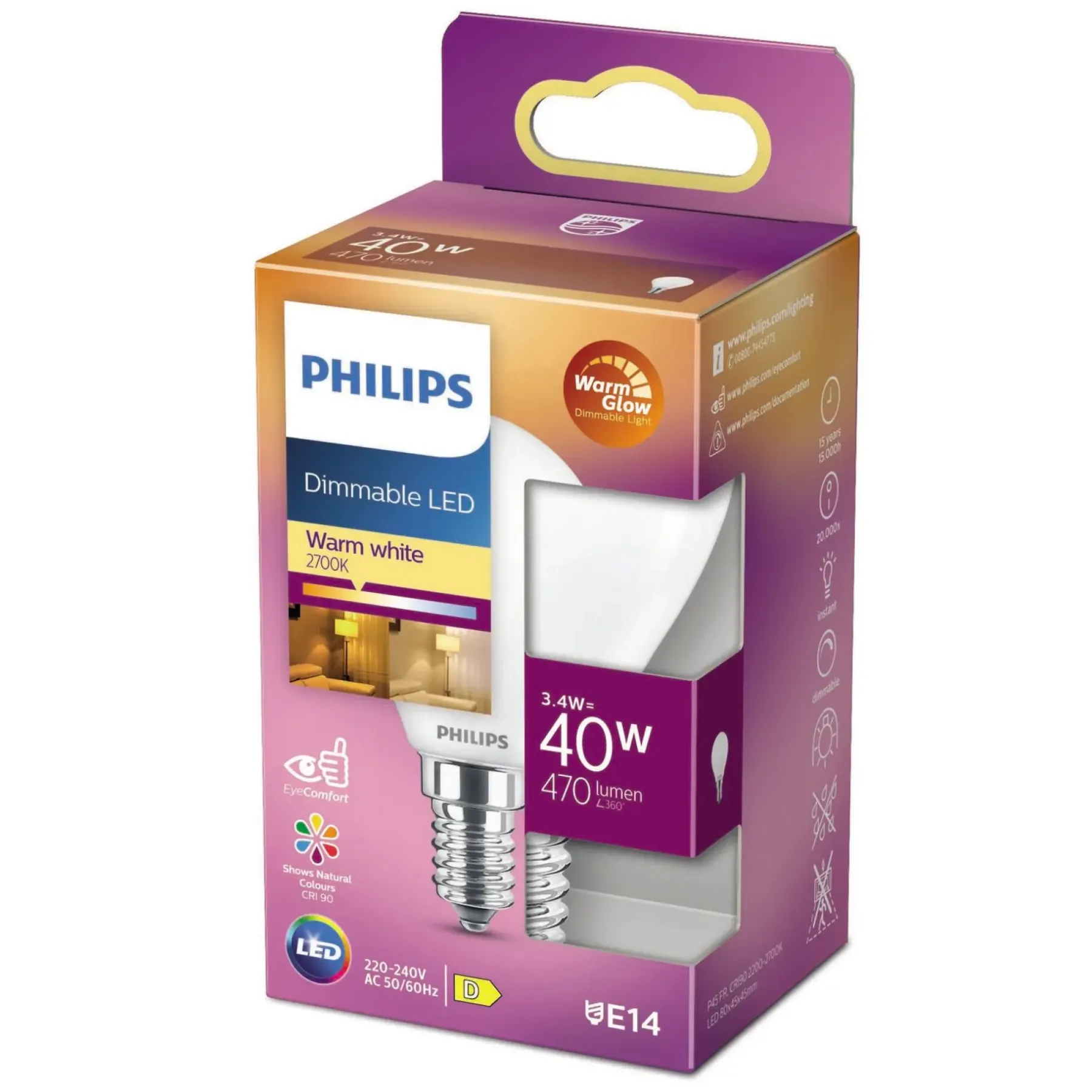 LED PÆRE KRONE E14 3W>Philips Clearance