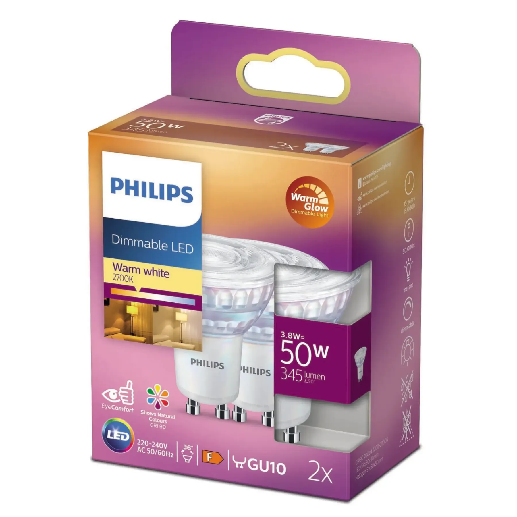 LED PÆRE SPOT GU10 4W>Philips Outlet
