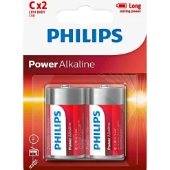 POWER ALKALINE C BATTERI 2 STK/PAK>Philips Sale