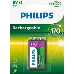 9V GENOPLADELIGT BATTERI 1 STK/PAK>Philips Outlet