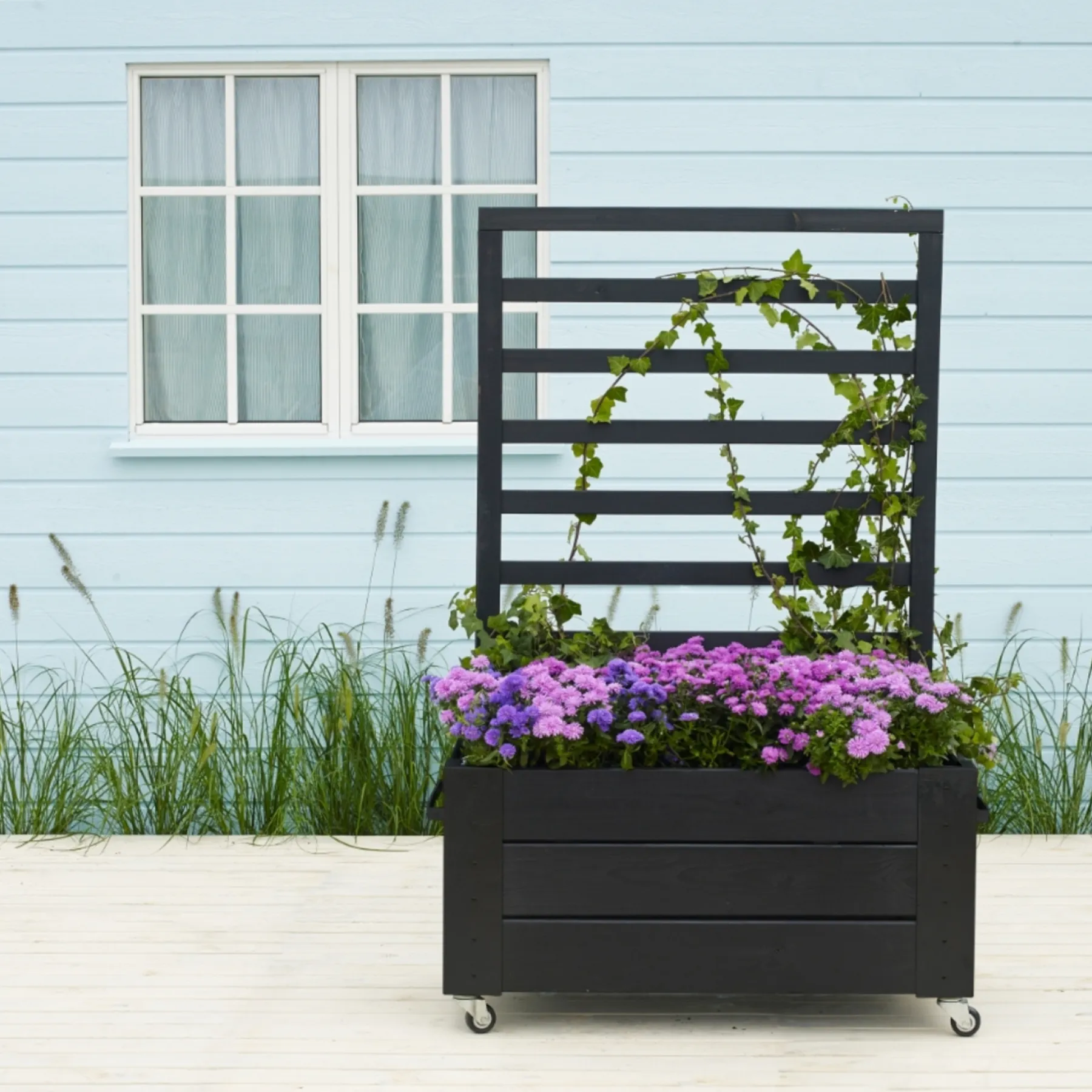 Højbede & Plantekasser ^ Plus BLOMSTERKASSE SORT 130 X 50 X 87 CM