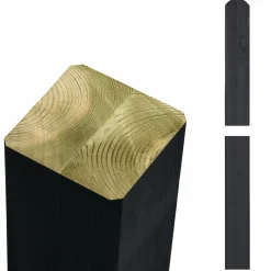 Stolper & Pæle ^ Plus STOLPE OMLIMET TRYKIMPRÆGNERET NTR KL. A OG GRUNDMALET SORT 9 X 9 X 268 CM