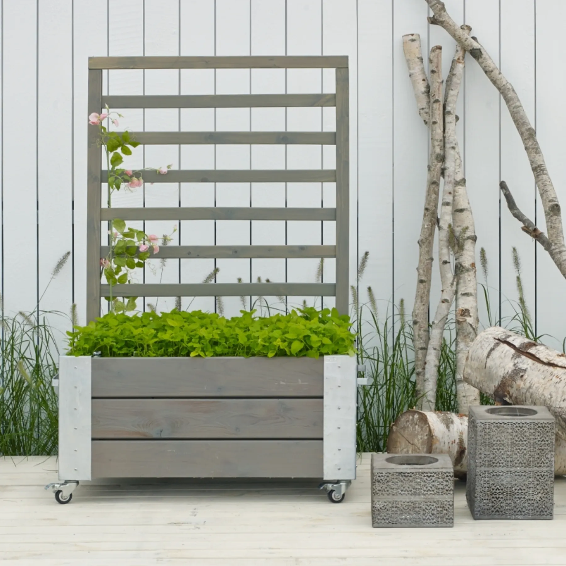 CUBIC BLOMSTERRUMDELER GRÅBRUN 130 X 87 X 50 CM>Plus Discount