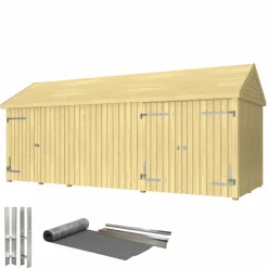 Redskabsskure ^ Plus INKL. TAGPAP/ALULISTER/H-STOLPEFØDDER HAVEHUS 14,5 M2