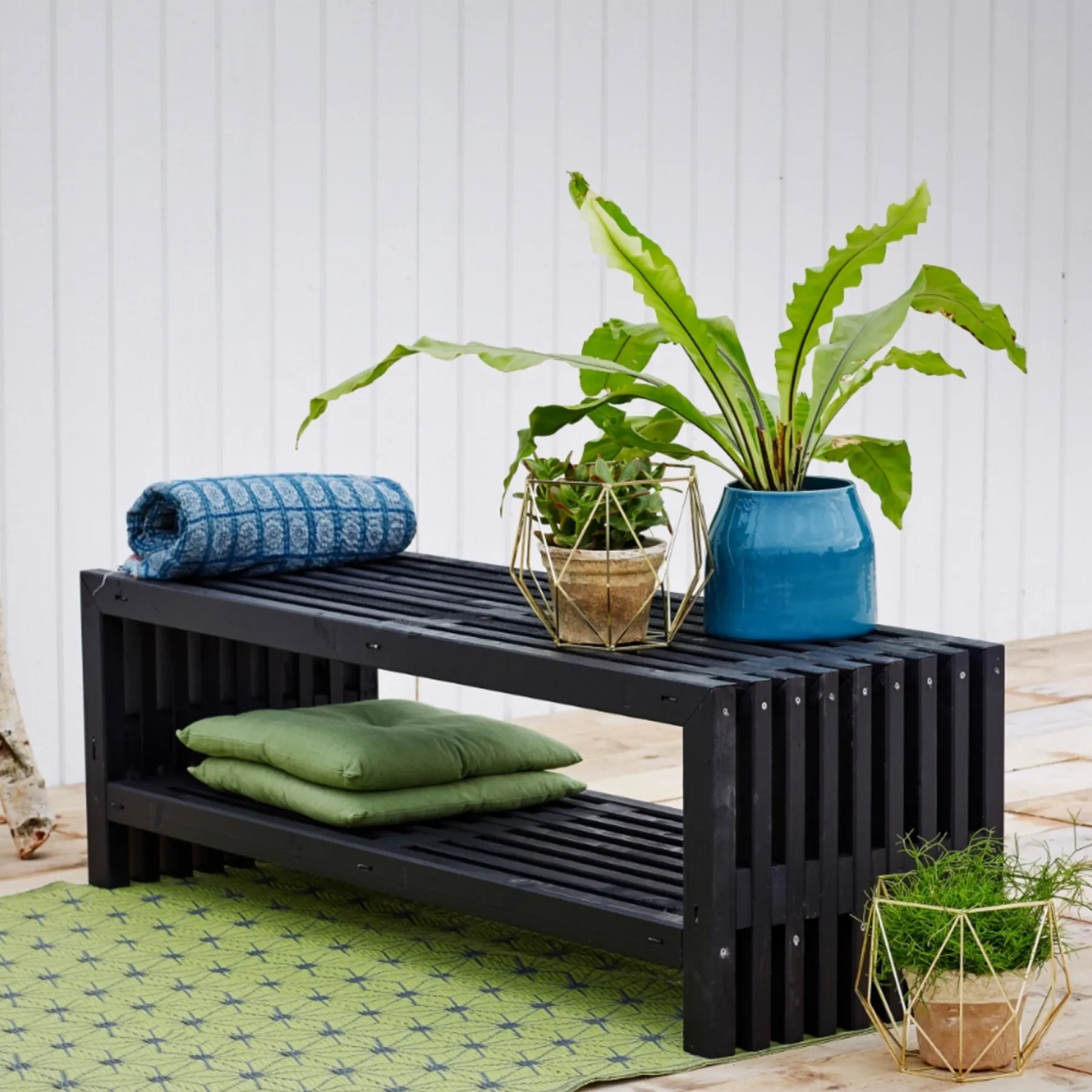 RUSTIK TRALLEBÆNK SORT 138 CM>Plus Online