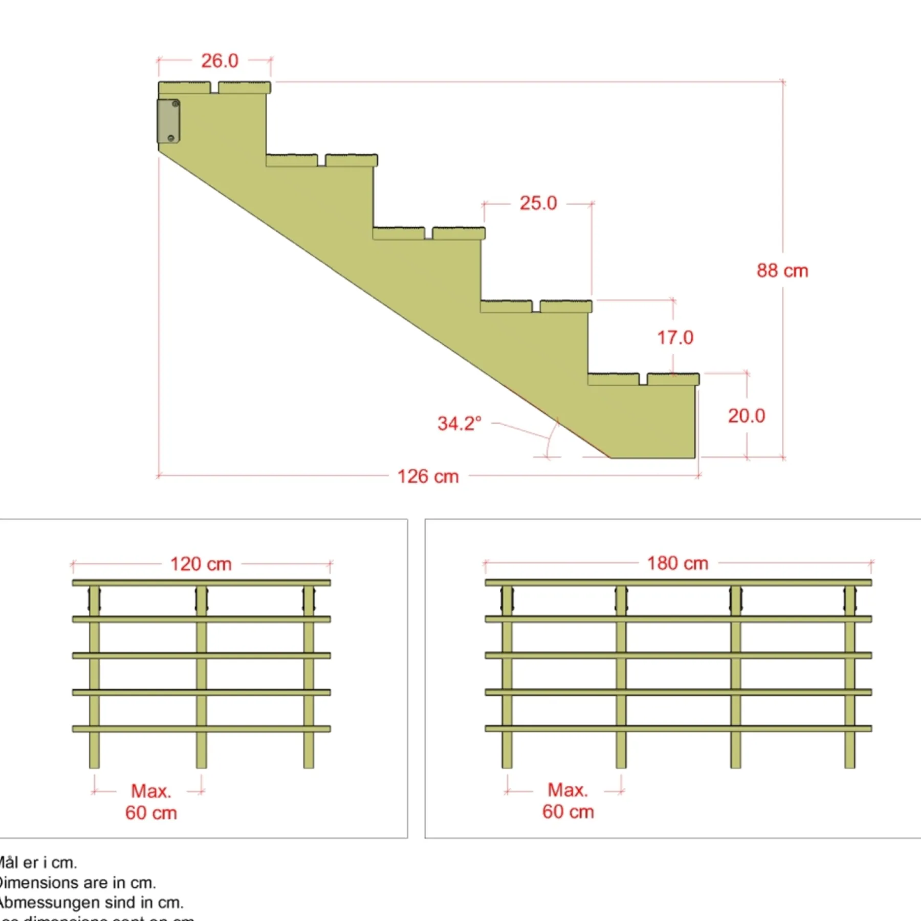 5 TRIN TERRASSETRAPPE 1200 X 880 MM>Plus New