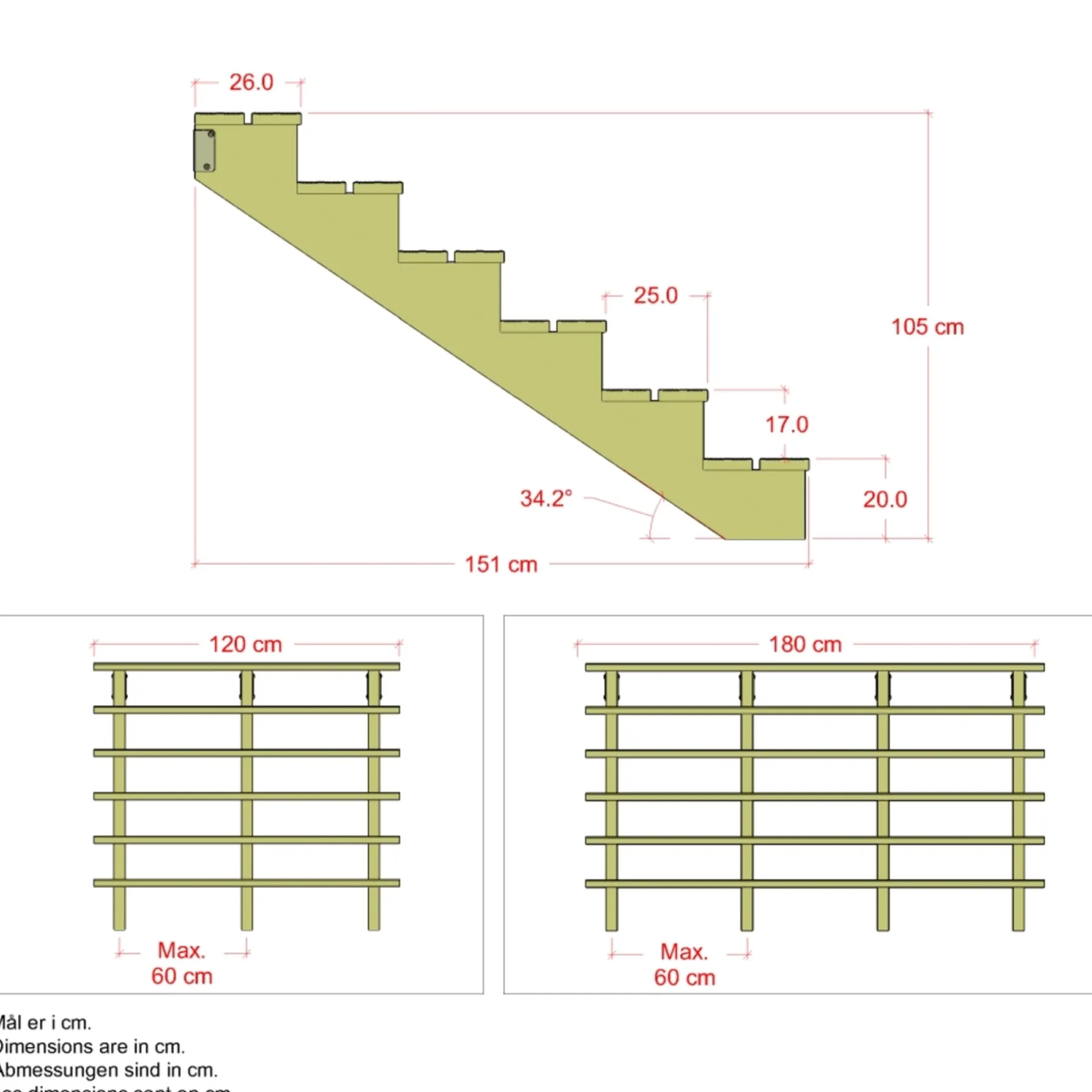 6 TRIN TERRASSETRAPPE 1800 X 1050 MM>Plus New