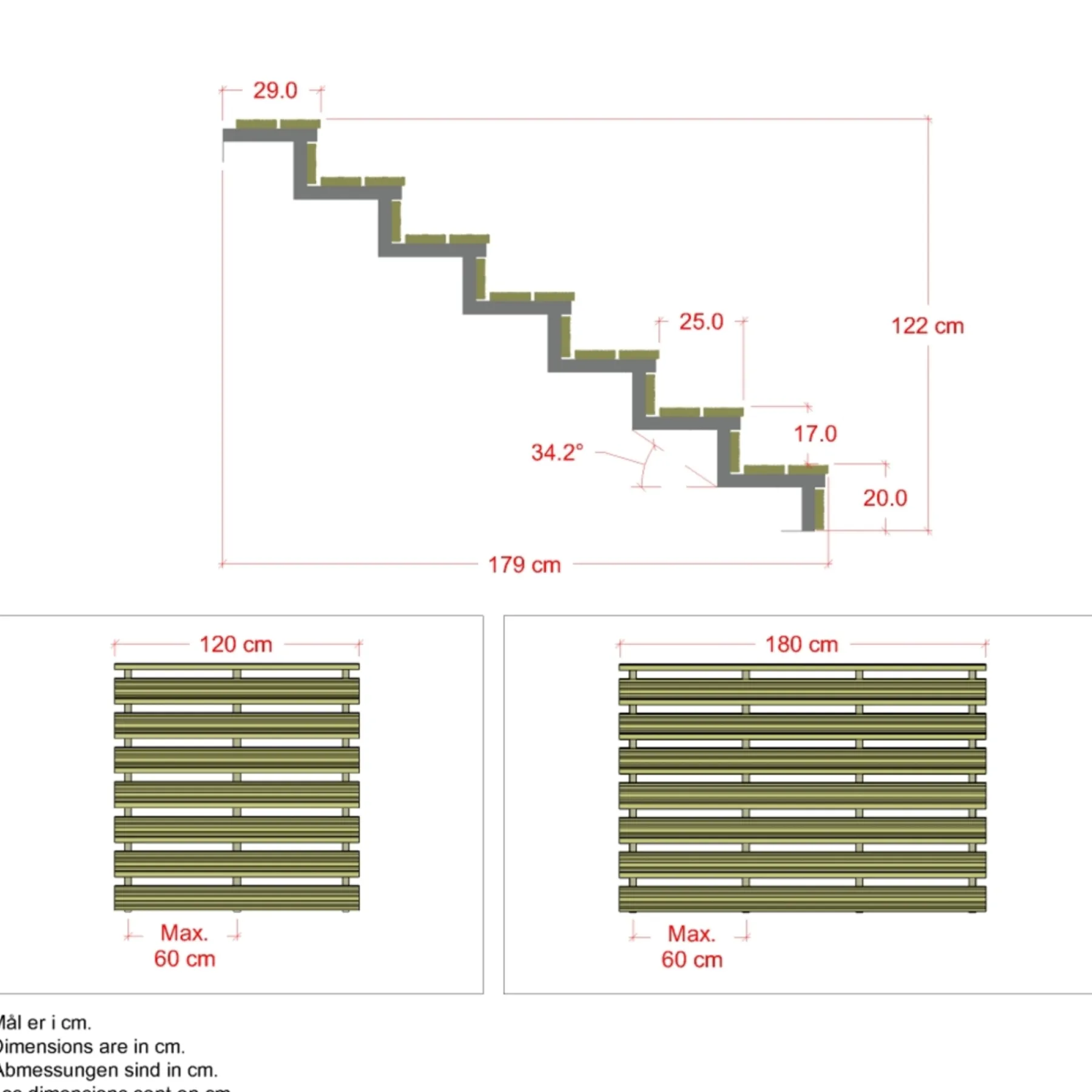 Trappevanger ^ Plus 7 TRIN TERRASSETRAPPE 1200 X 1220 MM