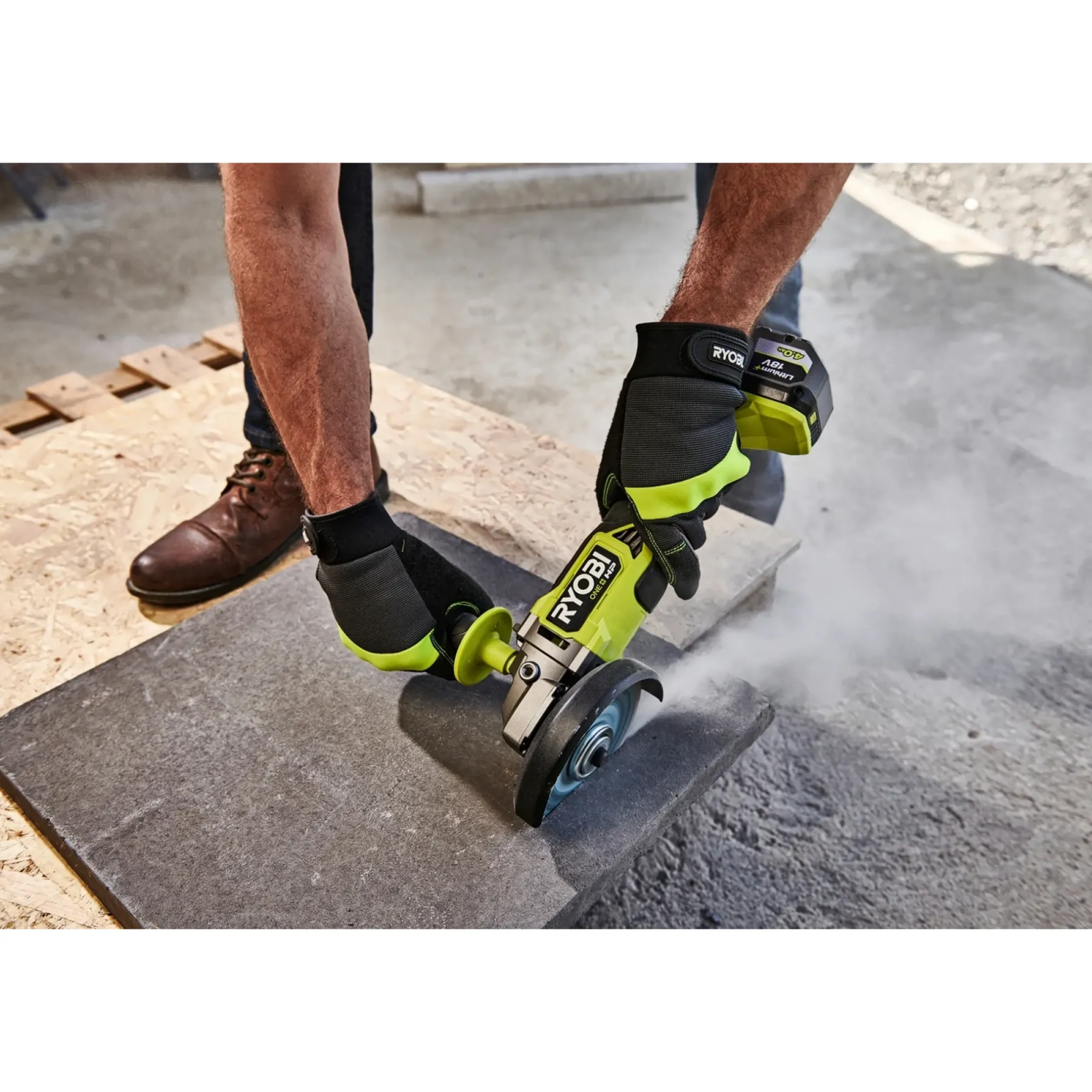 Vinkelslibere ^ Ryobi RAG18X125-0 VINKELSLIBER AKKU 18V UDEN BATTERI OG LADER