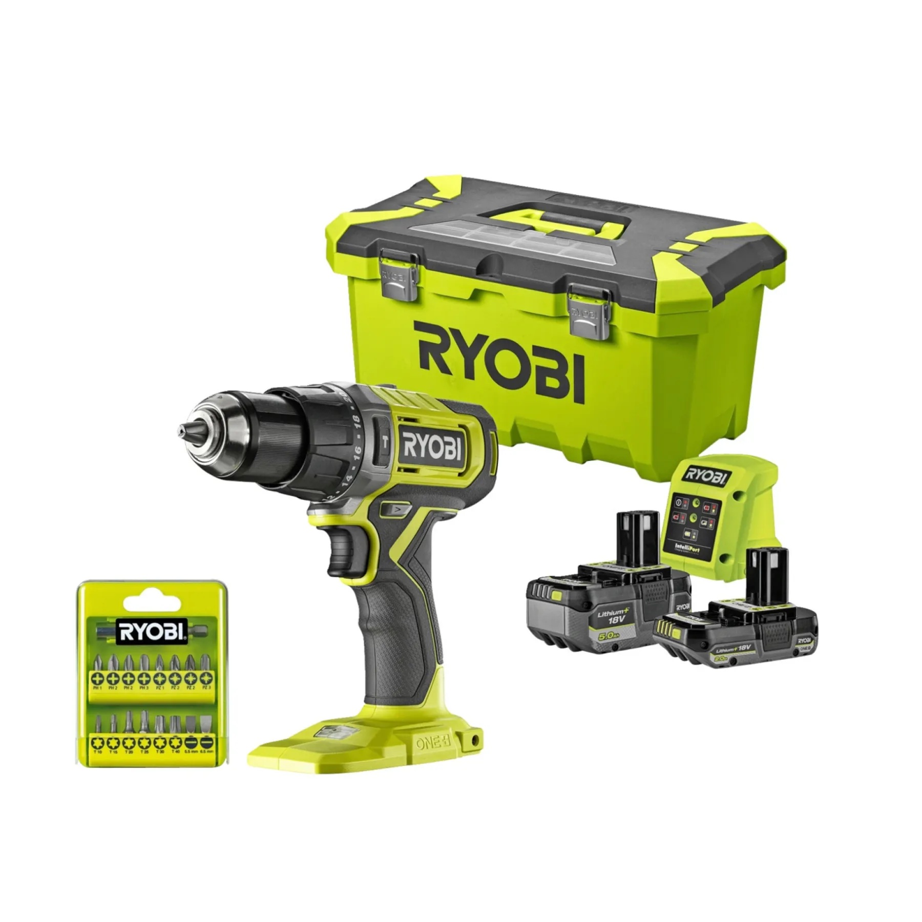Bore- & Skruemaskiner ^ Ryobi SLAGBOREMASKINE AKKU MED BATTERI OG LADER