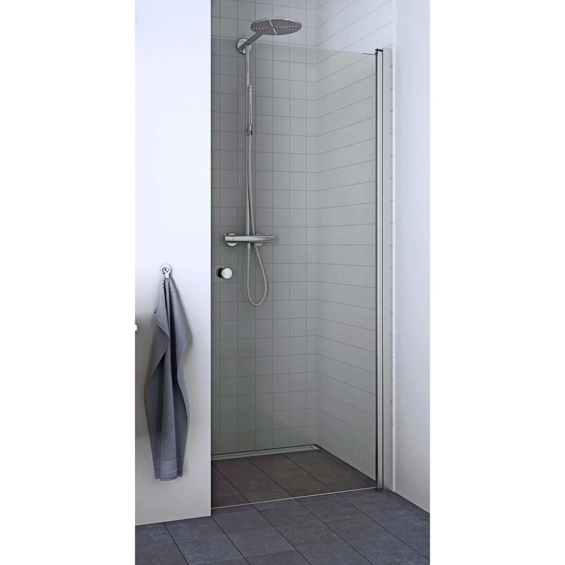 Brusevægge ^ Scanbad FLEXI MAT ALU PROFIL, 1 STK. BRUSEDØR KLAR GLAS 79 CM