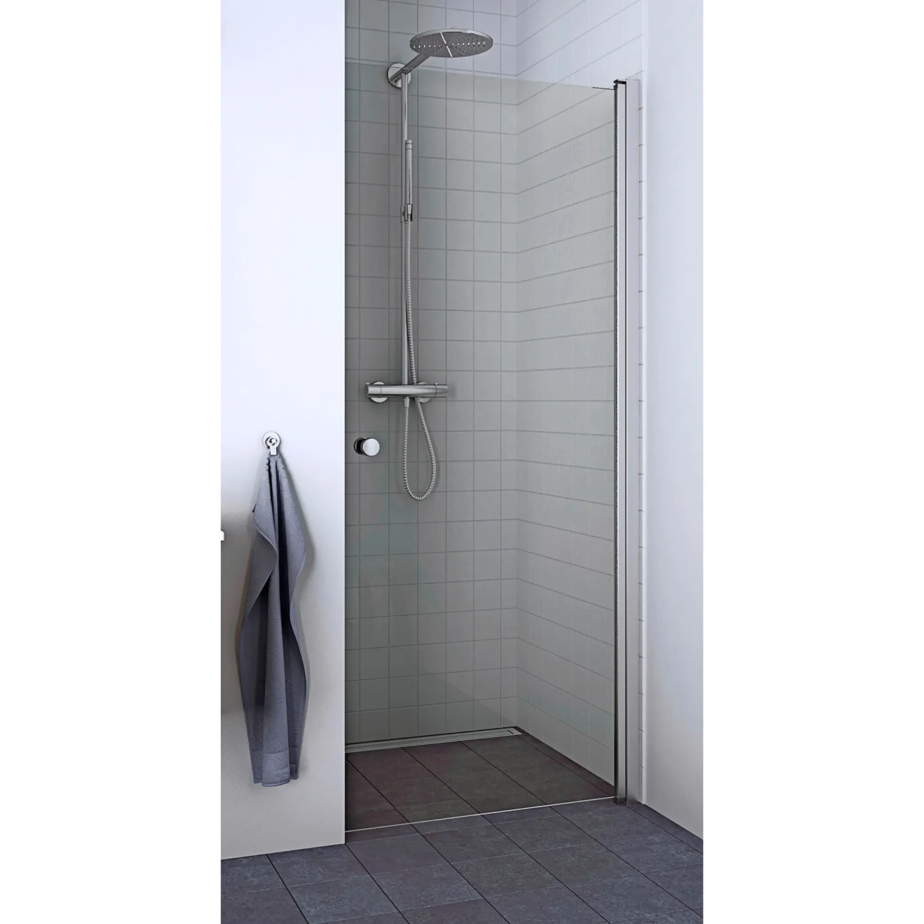 Brusevægge ^ Scanbad FLEXI MAT ALU PROFIL, 1 STK. BRUSEDØR KLAR GLAS 69 CM