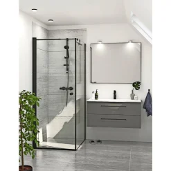 Brusevægge ^ Scanbad FLEXI SORT PROFIL, 1 STK. BRUSEDØR KLAR GLAS 79 CM