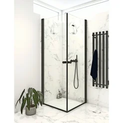 Brusevægge ^ Scanbad FLEXI SORT PROFIL, 1 STK. BRUSEDØR KLAR GLAS 89 CM