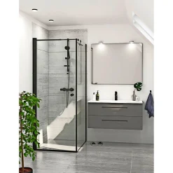 Brusevægge ^ Scanbad FLEXI SORT PROFIL, 1 STK. BRUSEDØR KLAR GLAS 89 CM
