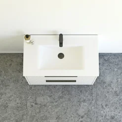 Badeværelsesmøbler ^ Scanbad NOW STRIBET BADMØBEL MAT SAND 2 SKUFFER 81 CM