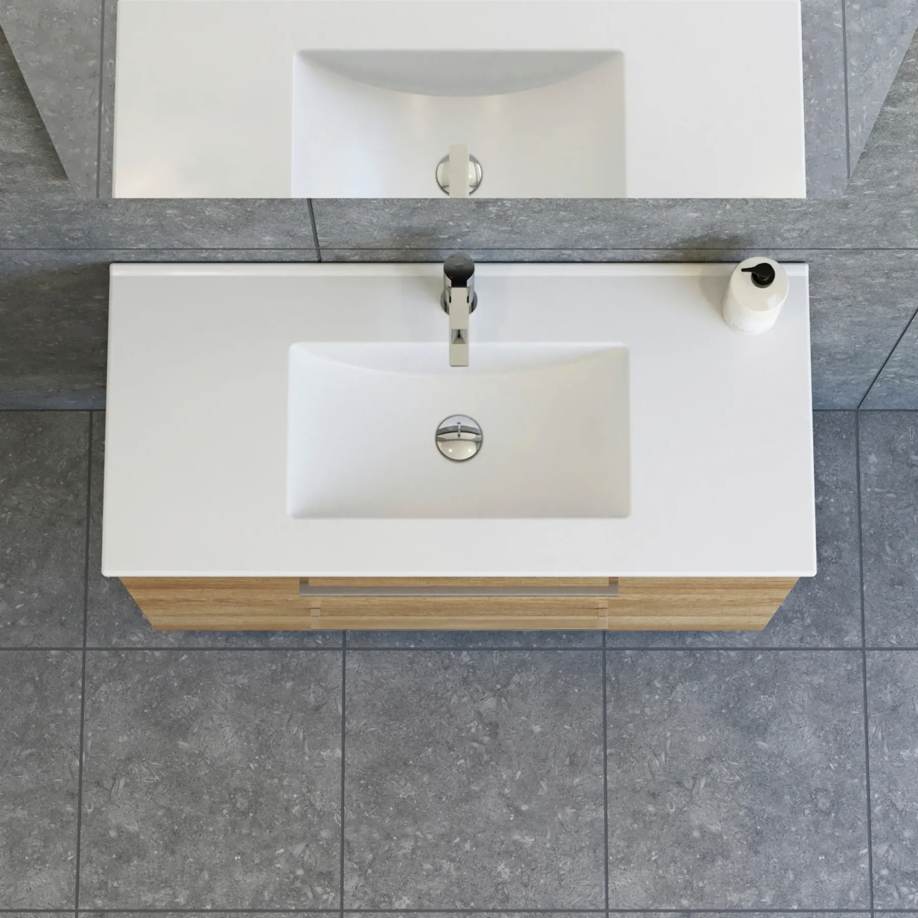 DINA INKL. SELECT SPEJL BADMØBEL VARM EG 2 SKUFFER 101 CM>Scanbad