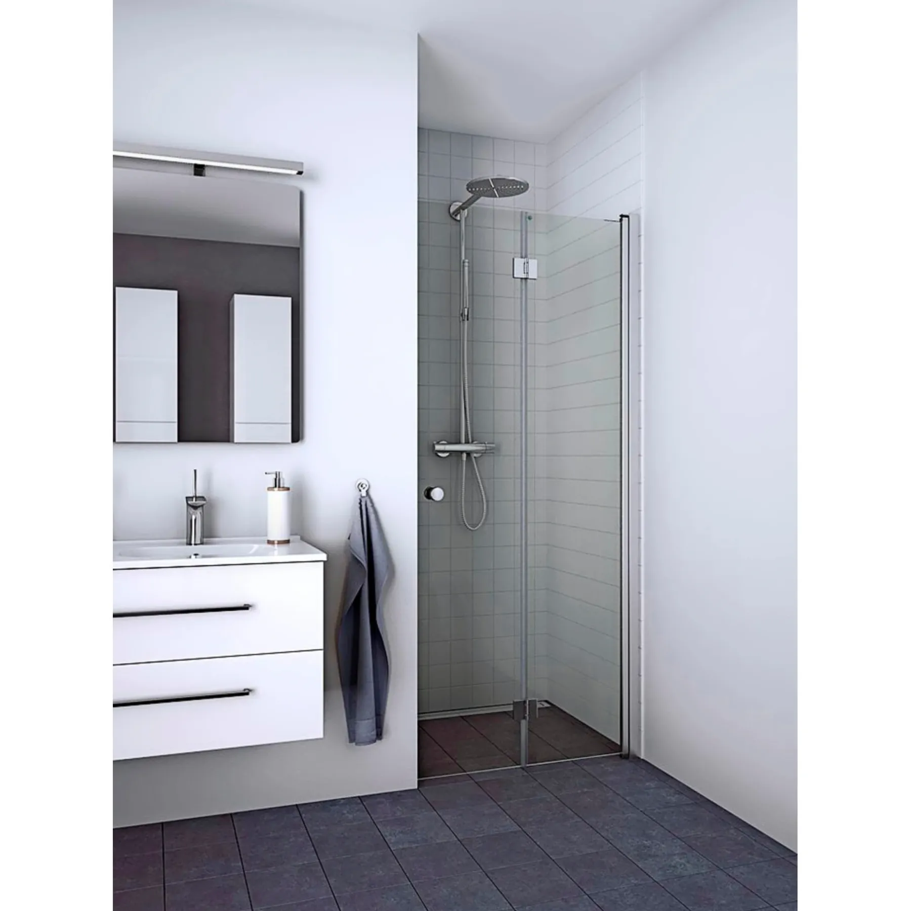 FLEXI MAT ALU PROFIL, 1 STK. FOLDEDØR KLAR GLAS 99 CM>Scanbad Sale