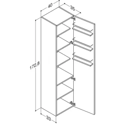 MULTO HØJSKAB VENSTREHÆNGSLET SORT 40 X 175 CM>Scanbad Discount
