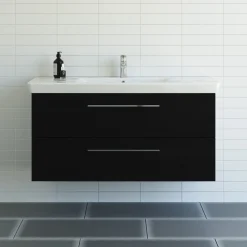 MULTO LOTTO XL BADMØBEL SORT MED METALSKUFFER 125 CM>Scanbad Outlet