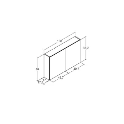MULTO SPEJLSKAB UDEN LAMPER HVID 100 X 64 CM>Scanbad New