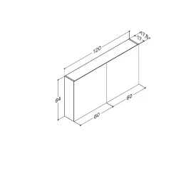 MULTO SPEJLSKAB UDEN LAMPER SORT 120 X 64 CM>Scanbad New