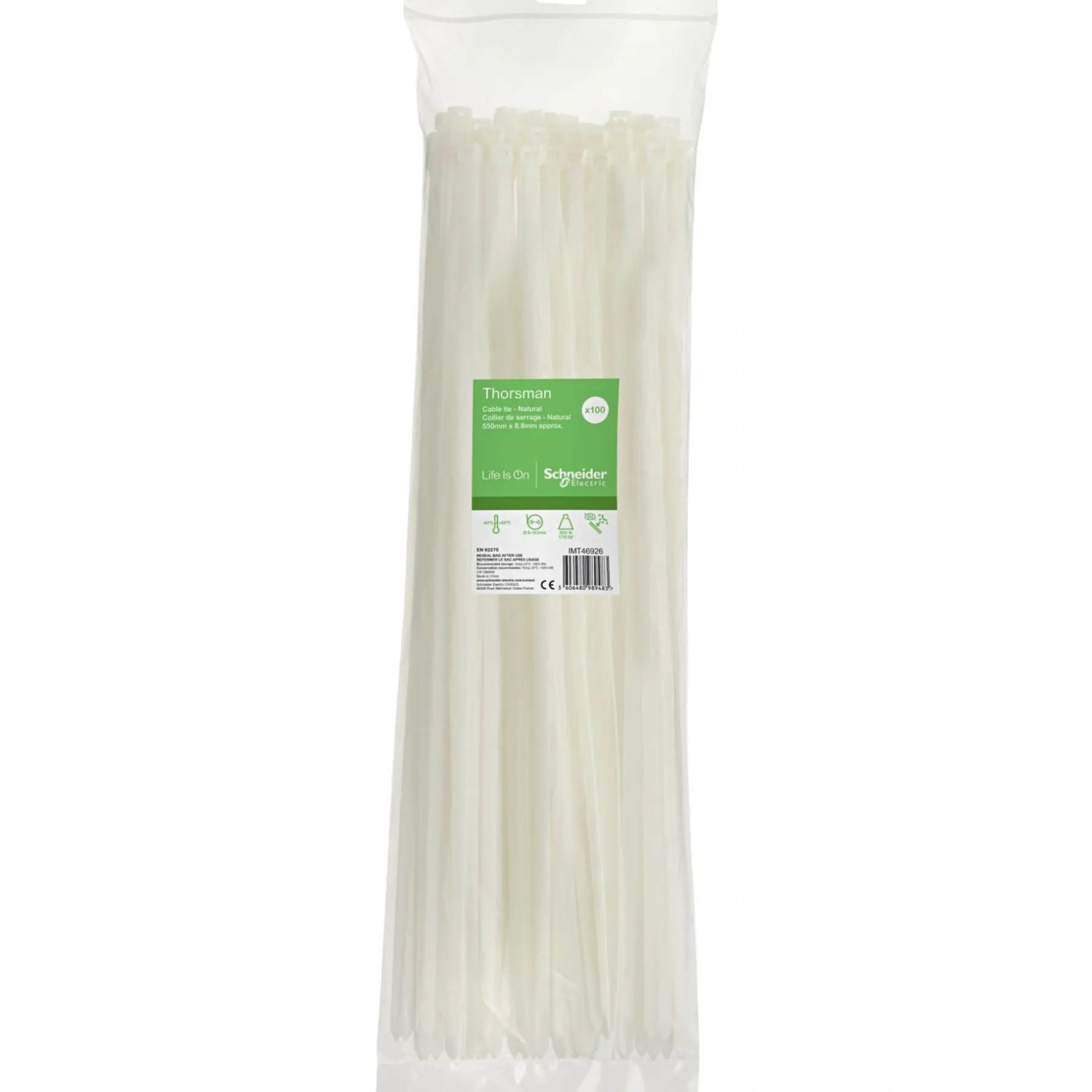 Tilbehør Elinstallationer ^ Schneider Electric THORSMAN NATUR KABELBINDER 550X8.8MM 100 STK