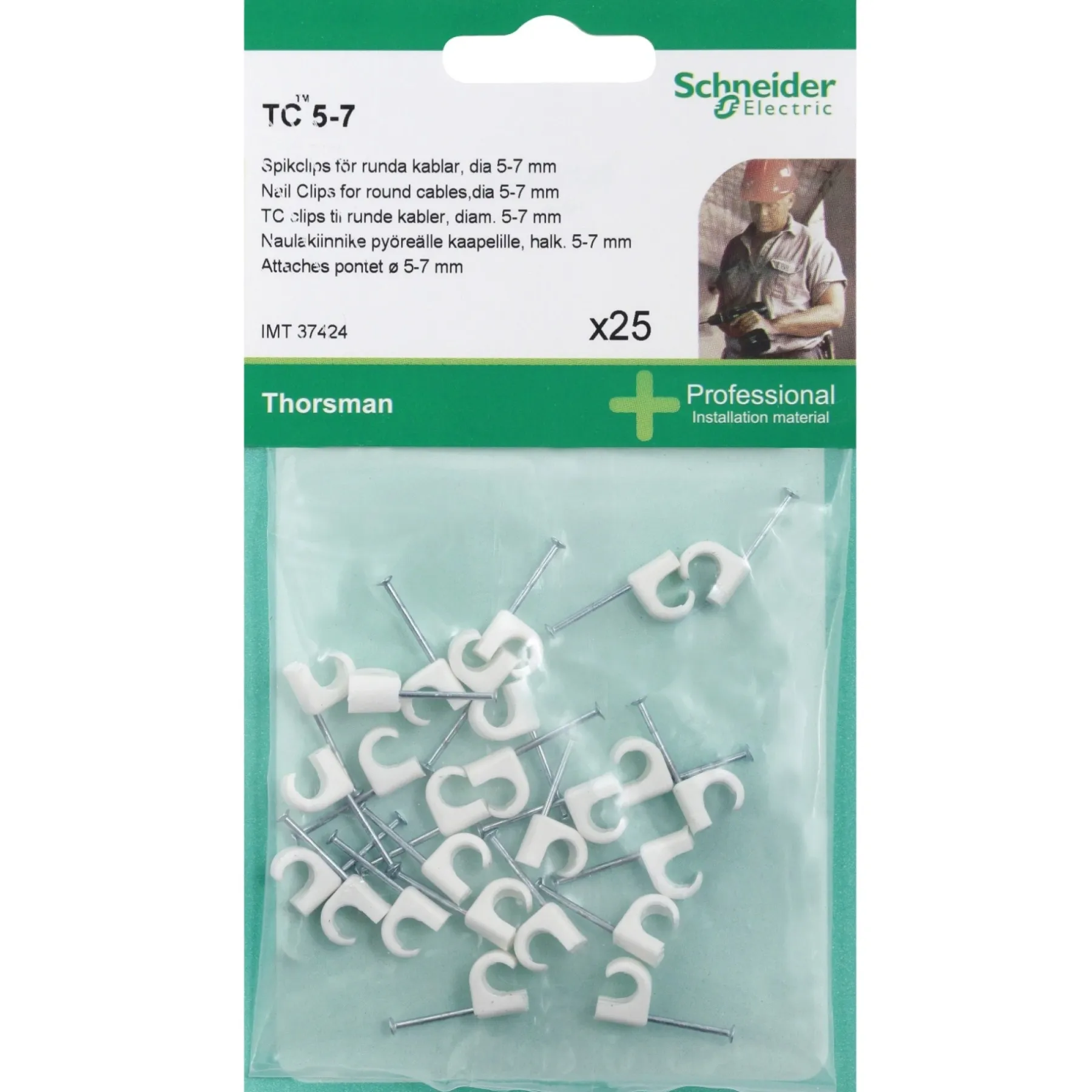 THORSMAN RUND Ø5-7 HVID 25 STK LEDNINGCLIPS>Schneider Electric Best
