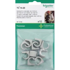 THORSMAN RUND Ø14-20 MM GRÅ 10 STK LEDNINGCLIPS>Schneider Electric New