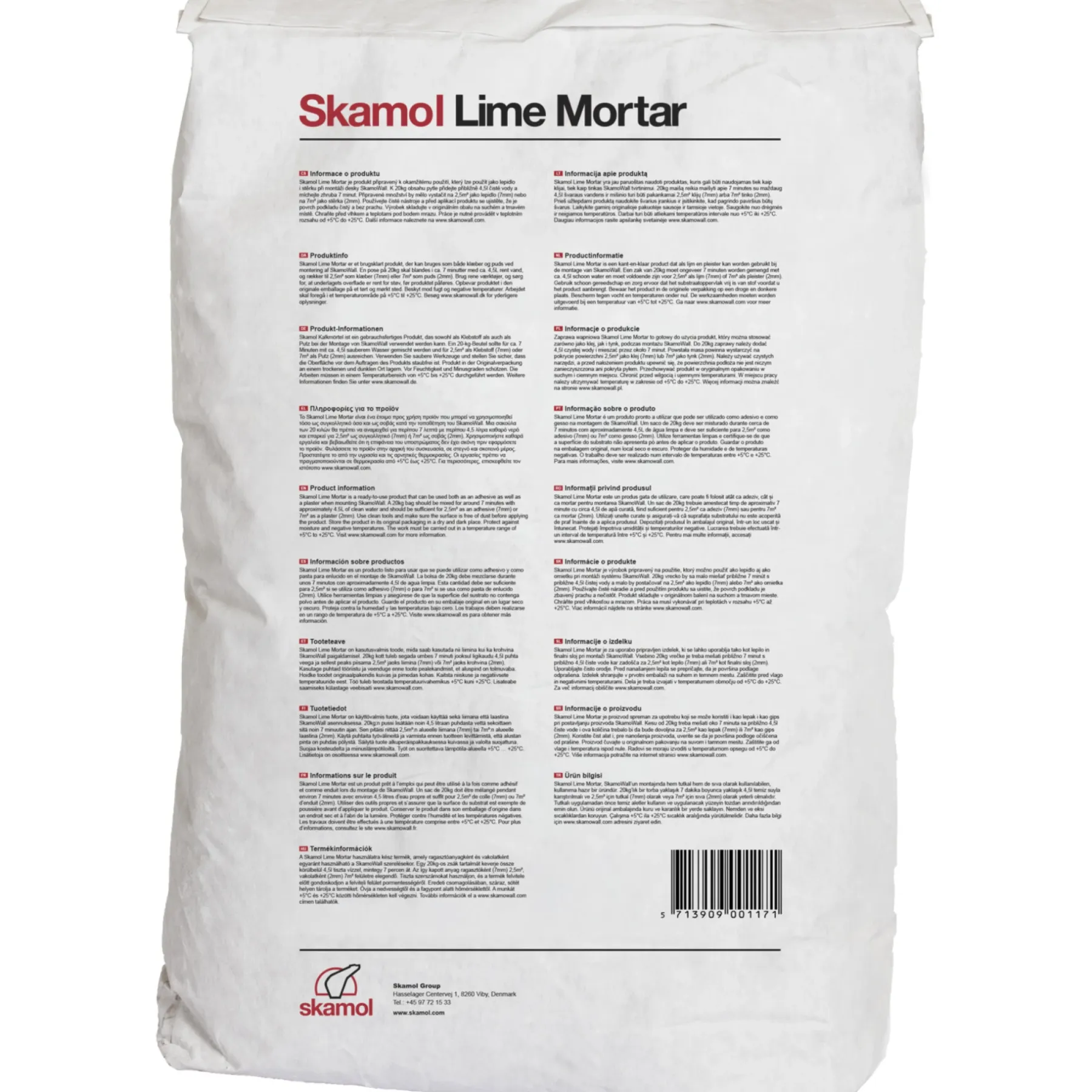 LIME MORTAR KALKMØRTEL KNÆKKET HVID 20 KG>Skamowall Best