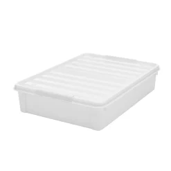 Boligindretning ^ SmartStore CLASSIC OPBEVARINGSKASSE M LÅG OG HJUL TRANSPARENT 60 L