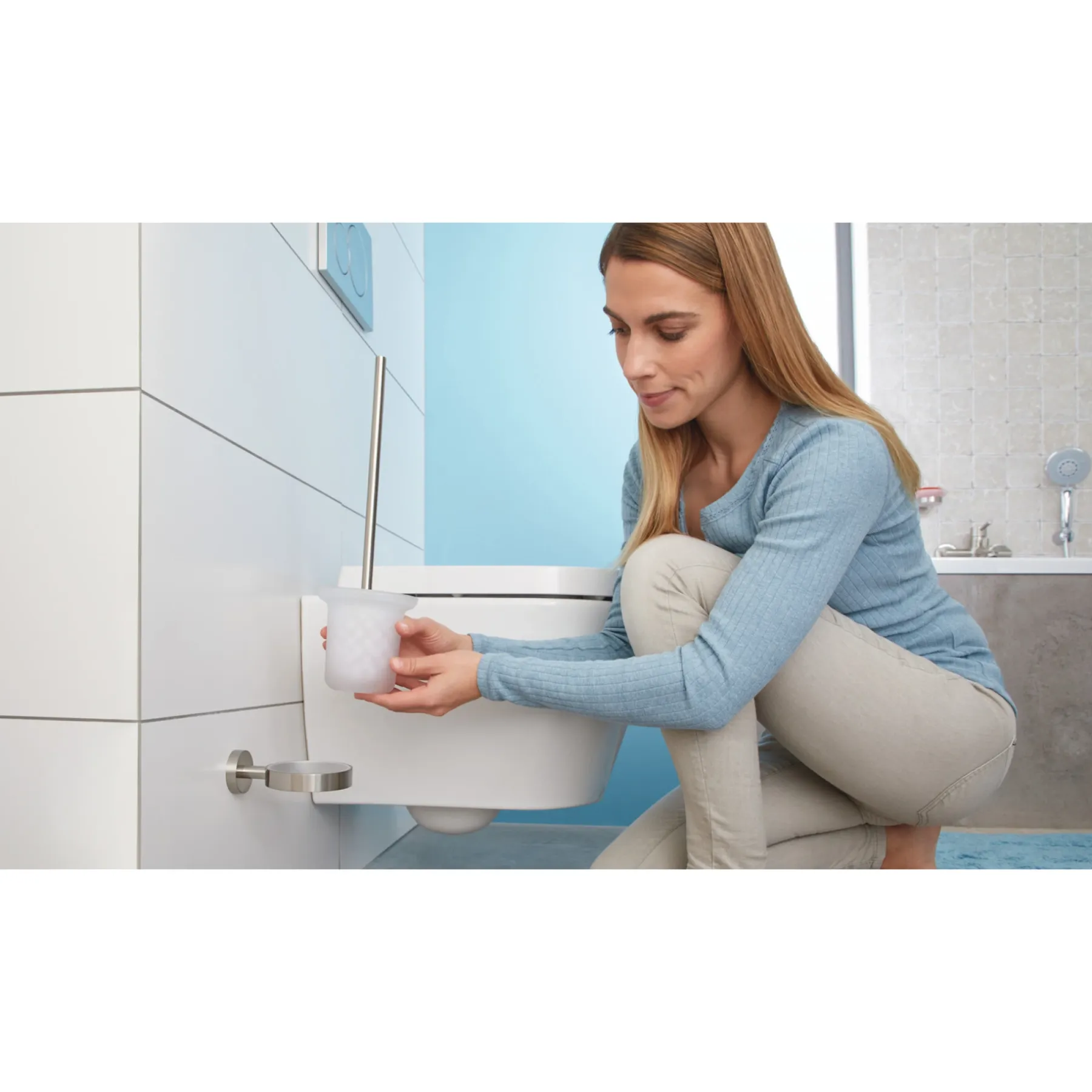 Tilbehør Badeværelse ^ Tesa MOON TOILETBØRSTE RUSTFRIT STÅL