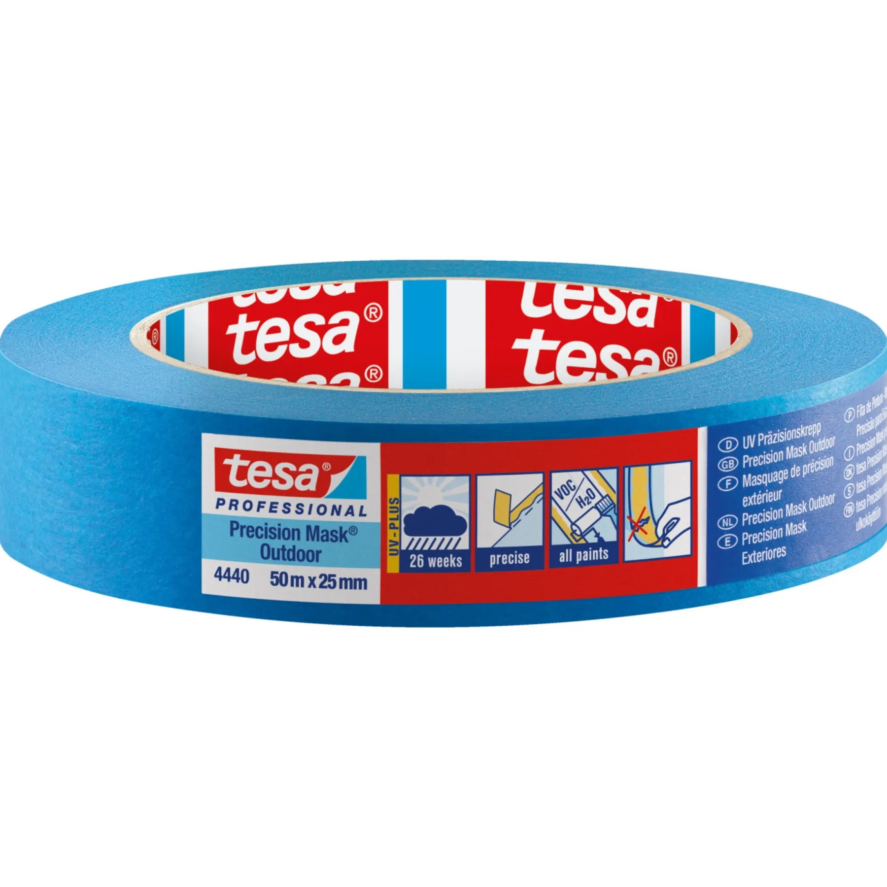 Tape ^ Tesa PROFESSIONAL OUTDOOR 4440 AFDÆKNINGSTAPE 50 M X 25 MM BLÅ