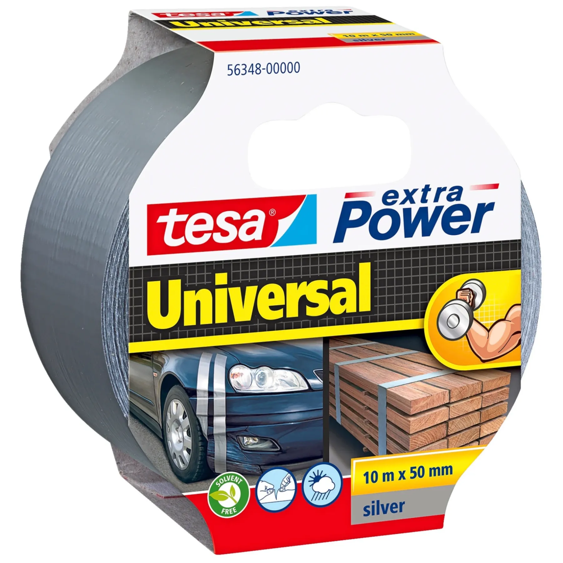 EKSTRA POWER UNIVERSAL LÆRREDSTAPE 10 M X 50 MM GRÅ>Tesa Hot