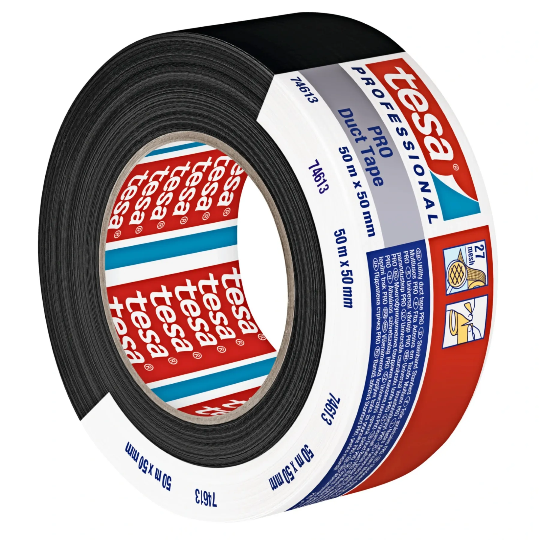 PROFESSIONAL PRO LÆRREDSTAPE 50M X 50MM SORT>Tesa Clearance