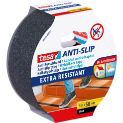 SKRIDSIKKER TAPE 5 M X 50 MM SORT>Tesa Discount