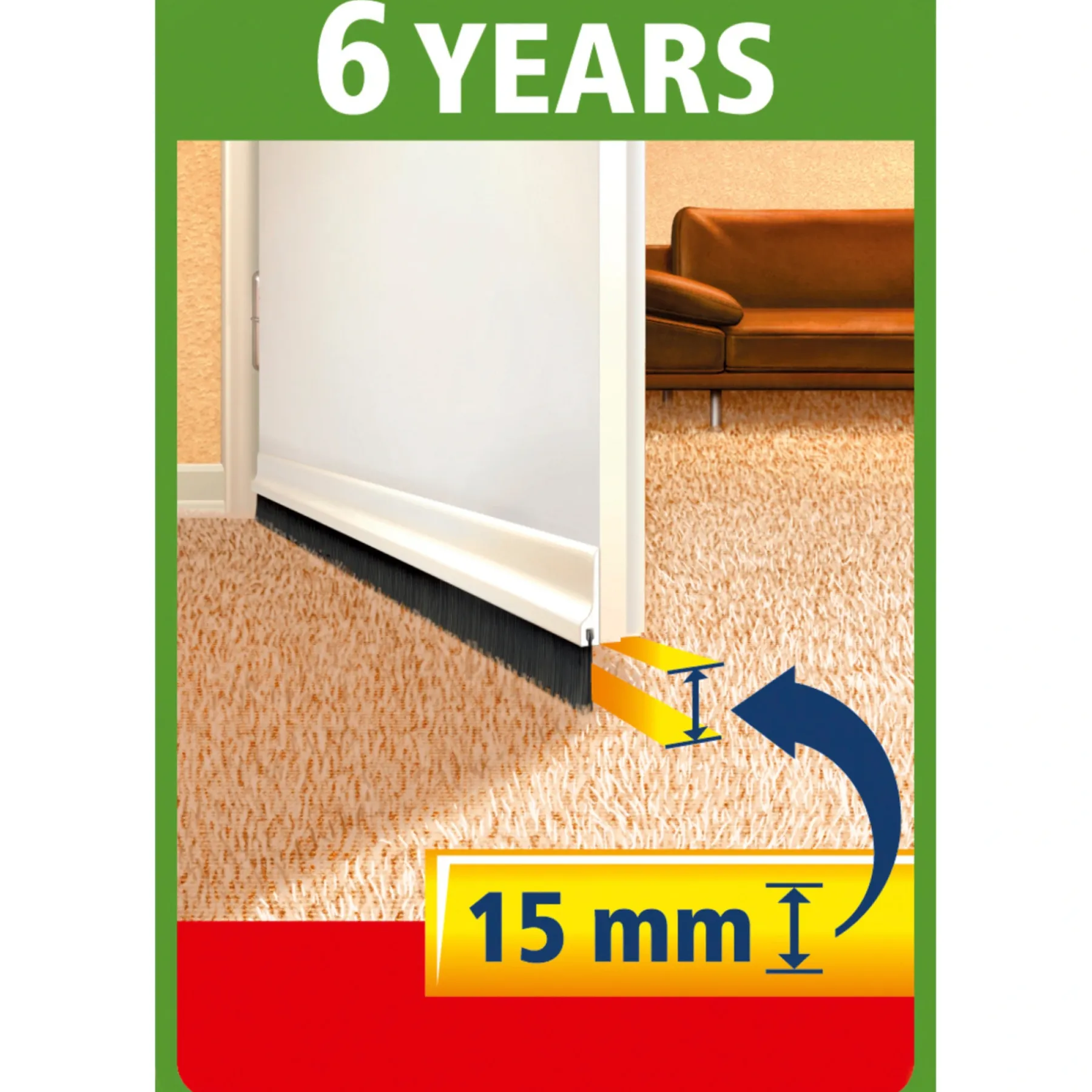 MOLL TIL TEKSTILGULVE BØRSTELISTE 1 M X 43 MM X 15 MM HVID>Tesa New