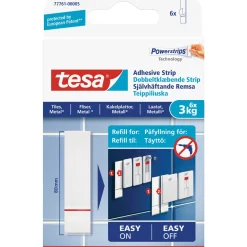 Klæbesøm ^ Tesa TIL GLATTE OVERFLADER DOBBELTKLÆBENDE STRIPS 3 KG 6 STK