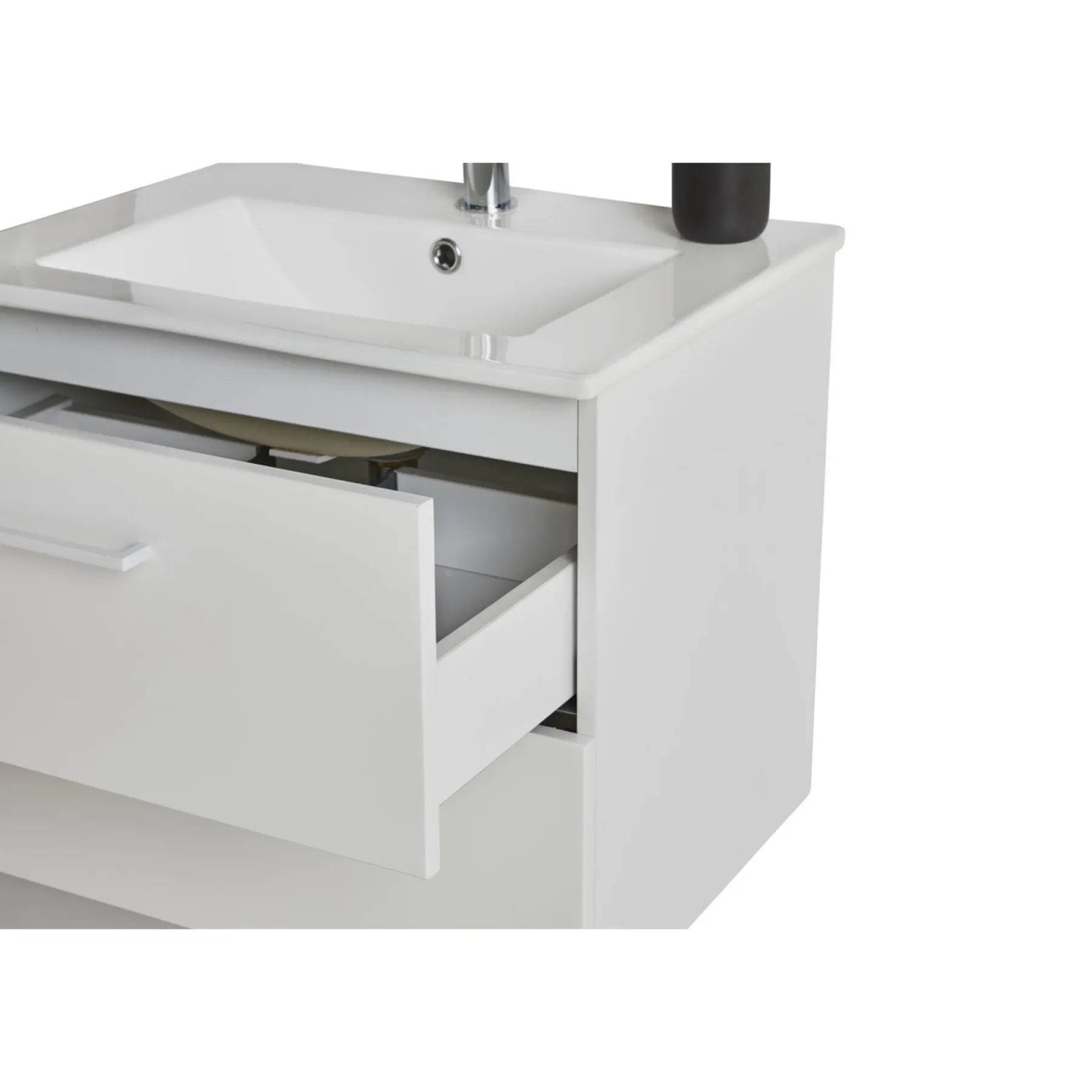 Badeværelsesmøbler ^ VASSO MILANO SOFTCLOSE BADMØBEL HVID 2 SKUFFER 60 CM