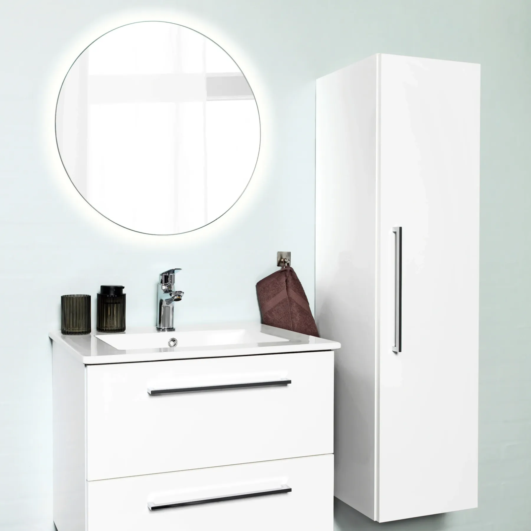 HØJSKAB HVID MAT EN ENKELT LÅGE MED 2 HYLDER I SPONPLADER OG MDF 32,5 CM>VASSO Discount